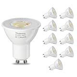 Thokono GU10 LED Kaltweiss 6000K, 5W Ersetzt 50W Halogen Leuchtmittel, 550Lm, 10er-Pack, AC 220V-240V Flimmerfrei Strahler, Abstrahlwinkel 24°, Nicht-Dimmbar LED Reflektorlampe.