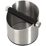 minkissy Kaffeepulverbehälter aus Edelstahl mit Gummiboden Abklopfbox für Espressopulver Große Kapazität für Kaffeemaschine und Kaffeezubereitungsstation Verhindert Spritzer