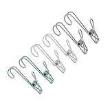 SAFIGLE 6 Stück Sockenklammer mit Haken Vielseitige Winddichte Haushaltskleiderklammer aus Kunststoff Großer Klemmraum für Kleidung Handtücher und Reinigungstücher Platzsparend für Bad