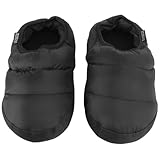 BESPORTBLE Hausschuhe für Paare Winter Warm mit Rutschfester Sohle Daunenoptik Leichte Innenpantoffeln Schwarz Größe 36/37