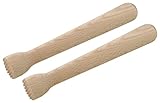 FMprofessional Barstößel, Cocktail-Stößel für Limetten, Caipirinha-Stößel, Barstampfer aus Holz (Farbe: helles Braun), Menge: 1 x 2 Stück