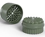 Zahnlose Kräutermühle Ø 63 mm | Nano-Keramik beschichtet für haftfreies Mahlen | 5-teilig mit eingebautem Aufbewahrungsbehälter im Deckel (Green)