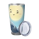 BONDIJ 590 ml Becher mit Deckel Mond Wolke Stern Druck Isolierter Becher Edelstahl Isolierbecher Vakuumisoliert Kaffee Eisbecher Doppelwand Auto Reisebecher für Auto Büro Schreibtisch Zuhause