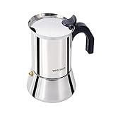 Wenco Premium Espressokocher, 4 Tassen, 500 ml, Für alle Herdarten inkl. Induktion, Mokkakanne aus Edelstahl, 11,3 x 16,5 x 18,7 cm, Silber