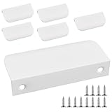 6 Stück Griffe Kommode,80mm Möbelgriffe Versteckter Türgriff Küchenschrankgriffe Griffe für Kleiderschrank,Schubladengriffe mit 12 Schraubenset,Aluminium Küchengriffe Geschwungener Türgriff-Weißer