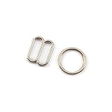 MEIJIU 100 Sets (200 Stück) O-Ring-Einsteller, Bikini-Verschluss, Metallschnalle, 6–20 mm, BH-Träger, Verbinder, Schiebehaken, Unterwäsche, Nähzubehör