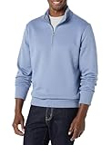Amazon Essentials Herren Langärmliges Fleece-Sweatshirt Mit Viertelreißverschluss, Blau, L