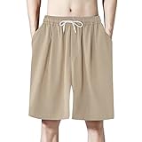 Cargo Shorts Herren Einfarbig Casual Sommershorts Herrenshorts Elastische Taille Mit Taschen Baggy Freizeitshorts Regular Fit Vielseitige Shorts Leicht Hot Pants Trainingshose für Reisen Wandern