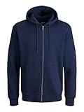 JACK & JONES Herren Jjebradley Zip Hood Noos Pls Sweatshirt-Jacke, Marine, 4XL Große Größen EU