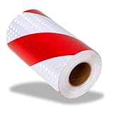 Absperrband Rot Weiß Roller 10m x 15cm Lkw Anhaenger Outdoor Fahrrad Breite Flatterband Reflektorband Selbstklebend Rot Auto Reflektierendes Klebeband Wetterfest Warnaufkleber Reflektoren