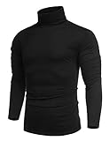 COOFANDY Herren Longsleeve Rollkragenpullover Basic Sweatshirt Regular Fit Vielen Farben Vegan Funktionsshirt Schwarz M