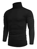 COOFANDY Herren Rollkragenpullover Dünn Langarmshirts Rollkragen Pullover Longsleeve Unterziehrolli Baumwolle Elastisch Rolli für Männer Slim fit Schwarz L