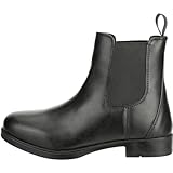 RL24 - Jodhpur Reitstiefelette soft | Kinder, Herren & Damen Stiefeletten | mit Elastikeinsatz & Pull-On | wasserdichte Chelsea Boots aus Kunstleder | schwarze Reitschuhe | Größe 39