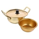 Zerodeko 1 Set Ramen-Nudeltopf: Ramen-Kochtopf mit Doppelgriff und kleiner Schüssel – Nudelsuppentopf mit Deckel aus Aluminiumlegierung, schnelles Erhitzen für Zuhause und Restaurants