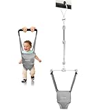 Cowiewie Baby Türhopser mit stabiler Türklemme, Tragbarer Türhopser für Baby 6-12 Monate, Grau