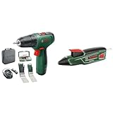 Bosch Akkuschrauber EasyDrill 1200 (12V 2.0 Ah Akku, Bohr- und Schraubendreher-Sets) - Amazon Edition + Heißklebepistole GluePen (Micro USB Ladgerät, 4x Kleber, 3,6 Volt)