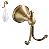 Handtuchhaken aus Messing, Wandhaken aus Messing | Vintage-Wandhandtuchhalter, Kleiderhaken aus Messing zur Wandmontage, Garderobe mit Doppelhaken für Wohnzimmer, Küche, Schlafzimmer