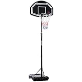 HOMCOM Basketballkorb Outdoor für Jugendliche, 160-210 cm Höhenverstellbarer Basketballständer mit Rollen, Basketballanlage mit Ständer für Jungendliche, Schwarz