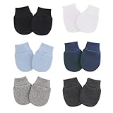 Qinsky Weiche Fäustlinge für Babys,6 Paar Kleinkind Fäustlinge Neugeborene Fäustlinge Säugling Handschuhe Kein Kratzer Handschuhe Unisex Baumwolle Handschuhe für 0-12 Monate Baby Jungen Mädchen