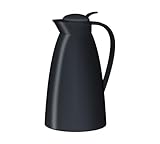 alfi ECO 1,0l, black, Isolierkanne mit hygienischem Hartglaseinsatz aus Kunststoff, Drehverschluss mit bequemer Drucktaste, Ausgießen mit einer Hand, ideal als Kaffeekanne, Teekanne, BPA-frei