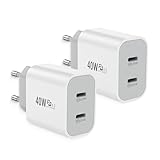 2er-Pack USB C Ladegerät, 20W 2-Port USB-C Netzteil PD 3.0 Charger, Schnellladegerät Adapter Ladestecker Netzstecker für iPhone 17 16 15 14 Pro Max 13 12 11 SE 8 7 6, Samsung Galaxy, Handys, iPad