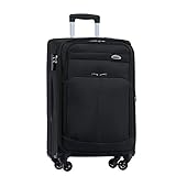 BEIBYE 4 Rollen Reisekoffer 3tlg.Stoffkoffer Handgepäck Kindergepäck Gepäck Koffer Trolley Set-XL-L-M (Schwarz, L-Mittlerer Koffer-64cm)