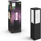 Philips Hue White and Color Ambiance LED Sockelleuchte Impress, für den Aussenbereich, dimmbar, bis zu 16 Millionen Farben, steuerbar via App, kompatibel mit Amazon Alexa (Echo, Echo Dot), Schwarz,