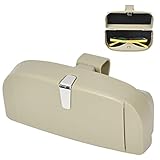 Auto Brillenetui Universal Brillen Aufbewahrungsbox mit Magnetischem Funktion und Karteneinschub Multifunktionale Auto-Sonnenbrille Brillenbox Brillenhalter für Auto Sonnenblende Organizer (Beige)