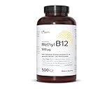 b'sain Methyl B12 Lutschtabletten 500 µg (500 Stück). Hochdosiertes aktives Vitamin B12 in Form von Methylcobalamin mit frischem Zitronen Geschmack