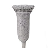 Grabvase zum stecken grau Silber mit Efeurand Dekor. Länge mit Stecker 28 cm.