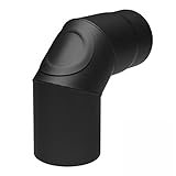 Raik Rauchrohrbogen Ofenrohr 150 mm 90° 3-teilig einseitig gezogen mit integrierter Reinigungsöffnung Schwarz aus Stahl 2 mm Wandstärke temperaturbeständig bis 600 °C für Kamin und Ofenanschluss