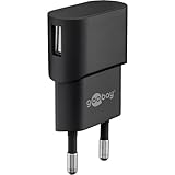goobay USB Ladegerät 5W, kompaktes Netzteil mit 1A, Single USB-A Ladeadapter für Steckdose, ideal als Reiseladegerät für iPhone, Kopfhörer, Smartwatch, schwarz - 44947