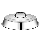 YARNOW Edelstahl Grillabdeckhaube Rund mit Einstellbaren Lüftungsöffnungen für Steak und Bratdeckel Beim Camping und Outdoor BBQ