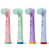 Oral-B Kompatible Aufsteckbürsten Kinder | OralVista 4er-Pack bunte elektrische Kinder Aufsteckbürste | Sanft zu empfindlichem Zahnfleisch | Lustiges Design