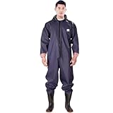 Chaoyilian Wasserdichte Wathose für Herren Damen,mit Stiefeln,Wathose Anglerhose mit Stiefel,Wathose mit Brusttasche und Verstellbarer Riemen,wasserdicht,für Angeln,Landwirtschaft,Gartenarbeit