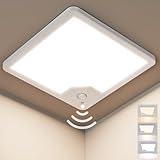 AmzFan Deckenlampe mit Bewegungsmelder–22W 2100LM LED Deckenleuchte Radar Bewegungssensor, Flache Lampe mit Bewegungssensor Innen mit 3 Farbtemperaturen für Flur Garage Treppe Keller Balkon