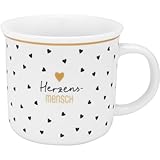 GRUSS & CO Tasse mit Motiv 'Herzensmensch' | Lieblingstasse in Geschenkbox, Porzellan, 38 cl, Tasse mit Spruch | Geschenk, Geburtstag, lustiges Geschenk | 48935