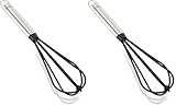 Leifheit Schneebesen 32 cm NylonSterling-Serie, Rührbesen aus rostfreiem Edelstahl mit Nylon zum Kochen ohne Kratzer, Rührstab mit ovalem Griff und praktischer Aufhängeöse, Schaumschläger