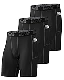 Runhit 3er Pack Herren Kompressionsshorts mit Taschen, Funktionsunterwäsche Herren Laufunterwäsche Tights Sport Baselayer Laufhose Herren Kurz Unterhose