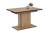 Hela Tische, Esszimmertisch Säulentisch Ariana, Holzwerkstoff melaminbeschichtet, Dekor Artisan, ausziehbar 120-160x80x76cm