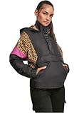 Urban Classics Damen Ladies AOP Mixed Pull Over Jacket Jacke, Mehrfarbig (Black/Leo 01945), Medium (Herstellergröße: M)