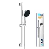 GROHE Vitalio 110, Brausestangenset 60cm, extra wassersparend, 6l pro Min (2 Strahlarten, Brausestange 90cm, Kleben oder Bohren), eckig, chrom, 2639810E