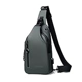 FANDARE Lässig Brusttasche Ultraleicht Sling Bag Geschäft Umhängetasche mit USB-Ladeanschluss für Herren Schultertasche Outdoor Sport Wandern Radfahren Reisen Wasserdicht Polyester Grün