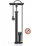 Beykakye Fahrradpumpe, Luftpumpe Fahrrad Alle Ventil Mit 160psi Manometer - Bike Pump Mit Hochdruckpuffer Für Einfache Nutzung Mit Presta- Und Schrader-Ventilen Schwarz