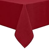 smiry Leinenoptik Tischdecke Abwaschbar Lotuseffekt Eckig 140 x 200 cm Tischtuch Leinendecke Wasserabweisend Tafeldecke Tischwäsche Fleckschutz, Rot