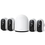 WUUK Überwachungskamera Aussen Wireless 2K, 240 Tagen Akku, 32 GB Lokalem Speicher Ohne ABO, Homebase-Unterstützung Für Bis Zu 8 Kameras, 2.4/5GHz WLAN, Kompatibel Mit Alexa & Google, 4er-Pack