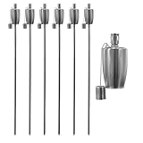 Harbour Housewares Metall-Gartenfackeln - Fass - 6 Stück - 146 cm, silberne Gartenfackeln, Beleuchtung, moderne Außenbeleuchtung, Paraffinöllampe, Kerzenflammenlaterne für Partys, Veranstaltungen