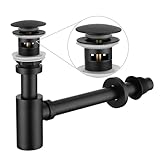 Waschbecken Ablaufgarnitur,Ablaufgarnitur Waschbecken Schwarz,Waschbecken Siphon Ablaufgarnitur,Universal-Siphon Aus Messing,Geruchsverschluß Mit Dichtung,Mit Ejektorventil,Für Waschbecken Usw.