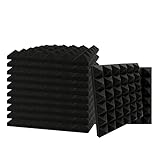 SK Studio 12 Stück Akustikschaumstoff Noppenschaumstoff Akustik Schaumstoff Schall Dämmung Dämmung für Tonstudio Schallabsorbierende Dämpfungswand Schaumpyramide 30x30x2.5cm, Schwarz