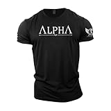 GYMTIER Alpha – Spartan Gym T-Shirt für Herren, Bodybuilding, Gewichtheben, Strongman, Trainingsoberteil, Aktivbekleidung, Spartan Forged, Schwarz , XL